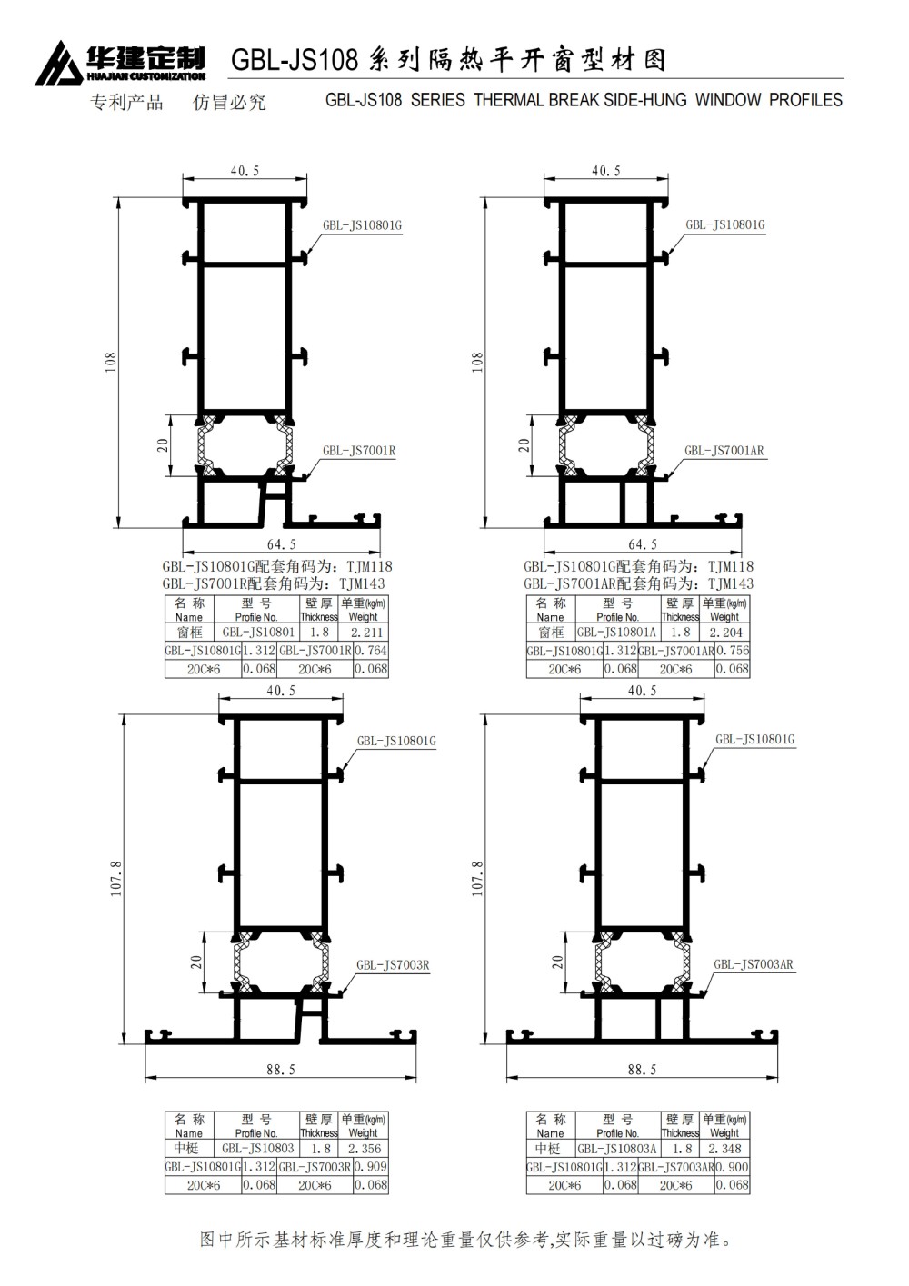 GBL-JS108 Insulated casement window series