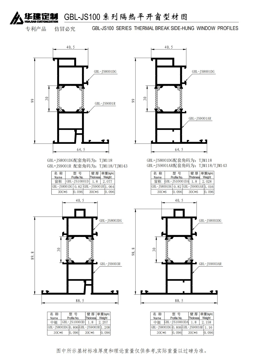 GBL-JS100 insulated casement window series